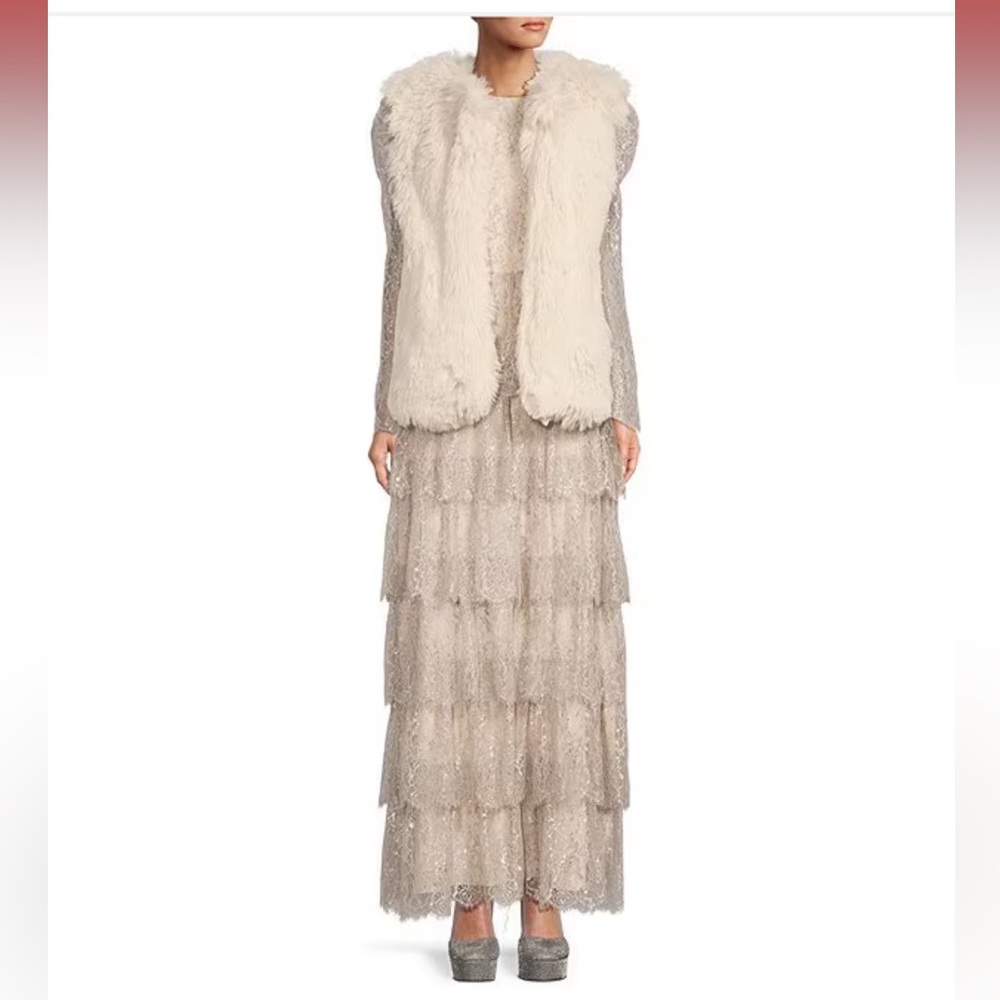 NWT Antonio Melani x Born on Fifth Clara Metallic Lace Tiered Ruffle Max… - Picture 9 of 16